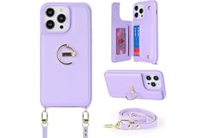 Ｈａｖａｙａ Crossbody Phone case for iPhone 13 pro max case with Strap for Women iPhone 12 pro max case with Card Holder iPhone 13 pro max case Wallet with Credit Card Slot-Purple