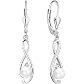 YL 925 Sterling Silver Teardrop Dangle Drop Earrings Cubic Zirconia Interlocked Jewelry for Women