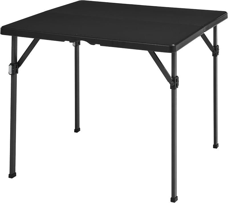 Mesa de comedor plegable cuadrada con asa de transporte, para interiores y exteriores, portátil, ligera, viaje, picnic, camping, negro, 86.1 x 86.1 x 74 cm — foto 1 de 6