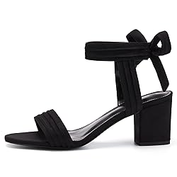 Womens Open Toe Ankle Tie Back Low Block Chunky