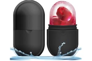 KOGITI Face Ice Roller & Mold - Beauty Facial Massage Tool for Puffiness Relief, Ice Cube Holder (New-Black)