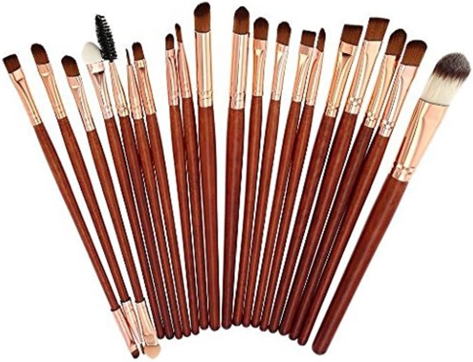 MELADY20pcs Mul-tifunction Pro Cosmetic Powder Foundation Eyeshadow Eyeliner Lip Makeup Brushes Sets (Red)