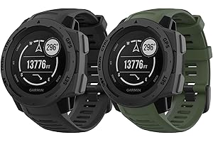 MoKo Watch Strap Compatible with Garmin Instinct Esports/Solar/Tactical/Tide Military Watch,Soft Silicone Adjustable Replacem