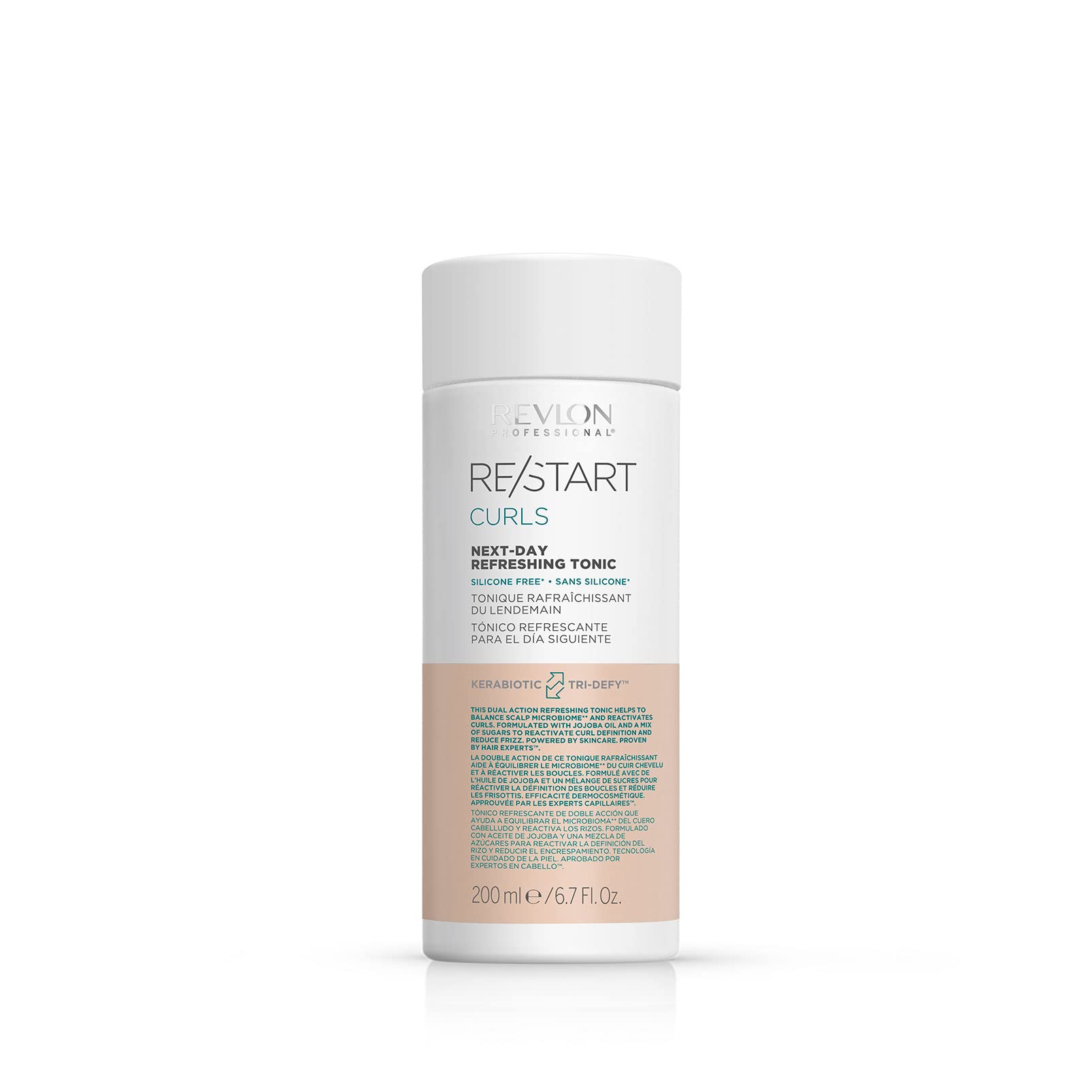 REVLON PROFESSIONAL Professional RE/START Curls Next-Day Refreshing Tonic Hair Treatment to Revive Dull (200ml) Frizz Control, Silicone Free, Unisex, White