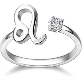 YFN 925 Sterling Silver Zodiac Sign Rings 12 Constellation Adjustable Ring Zodiac Jewelry Gift for Women