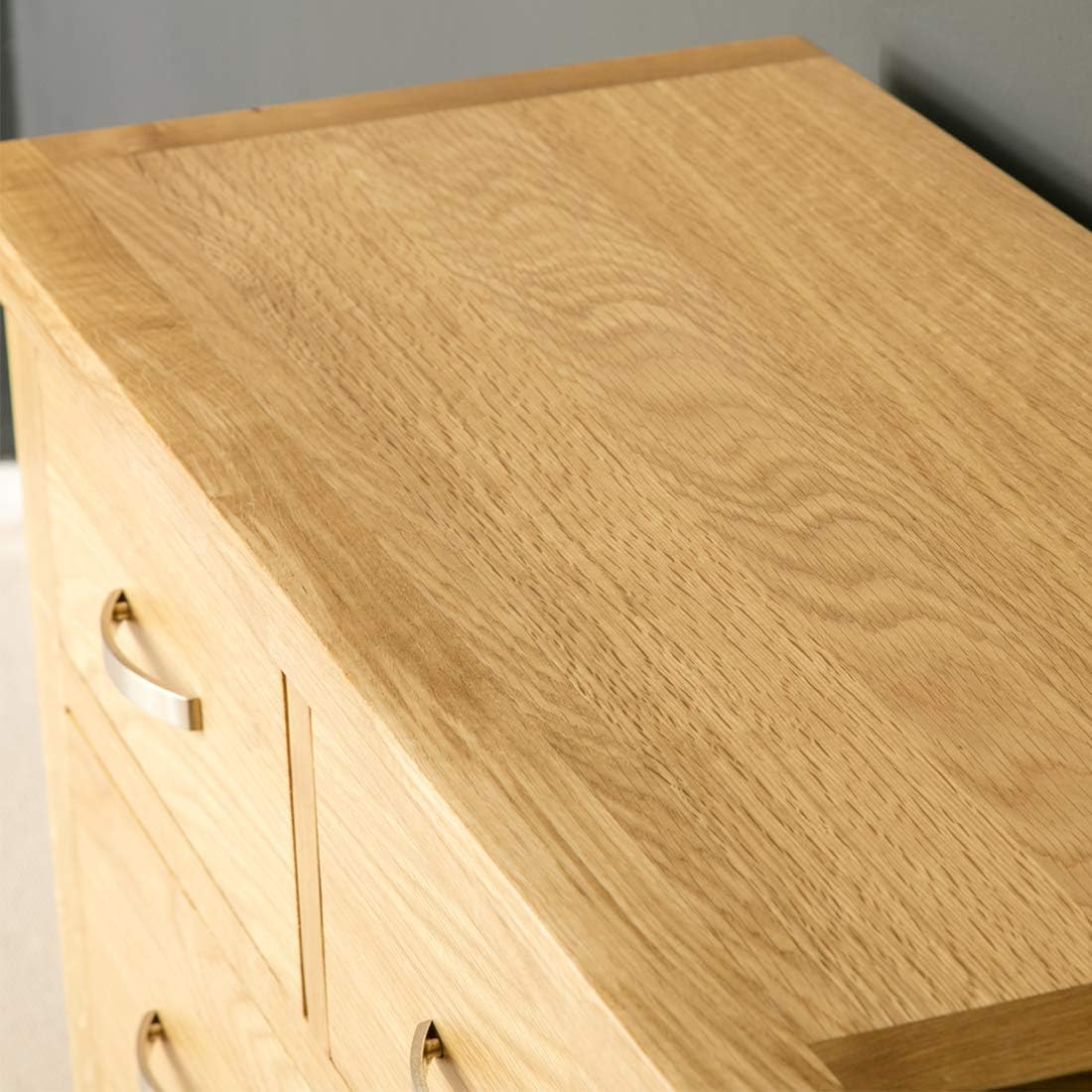 RoselandFurniture London Oak 2 over 3 Chest of Drawers, Beige, 38D x 85W x 90H cm (5 Drawers) - Image 5