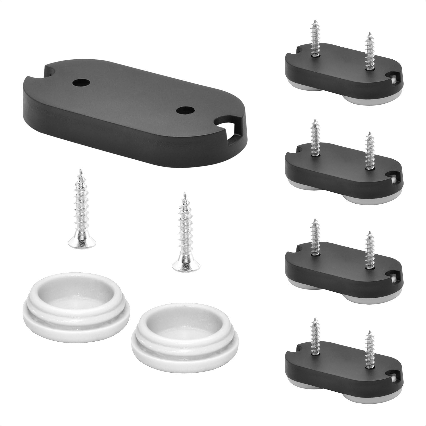 WAGNER QuickClick® Plastic glides furniture glides chair glides I 4pcs. set to screw on I 4x base + 8x screw + 8x glide insert interchangeable - plastic HYPER - 42 x 20 mm - Made in Germany - 15781400