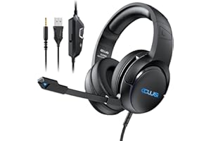 COLUSI C600 AUX Wired Gaming Headset with Hidden-Type Microphone, One Key Mute Over Ear Headphones with 3.5mm Audio Jack RGB Light