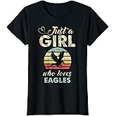 Just A Girl Who Loves Eagles Retro Vintage Eagle T-Shirt
