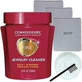 CONNOISSEURS Jewelry Cleaner for Diamond, Platinum, Gold &amp; Precious Stones with polishing Cloths, Brush &amp; dip Tray