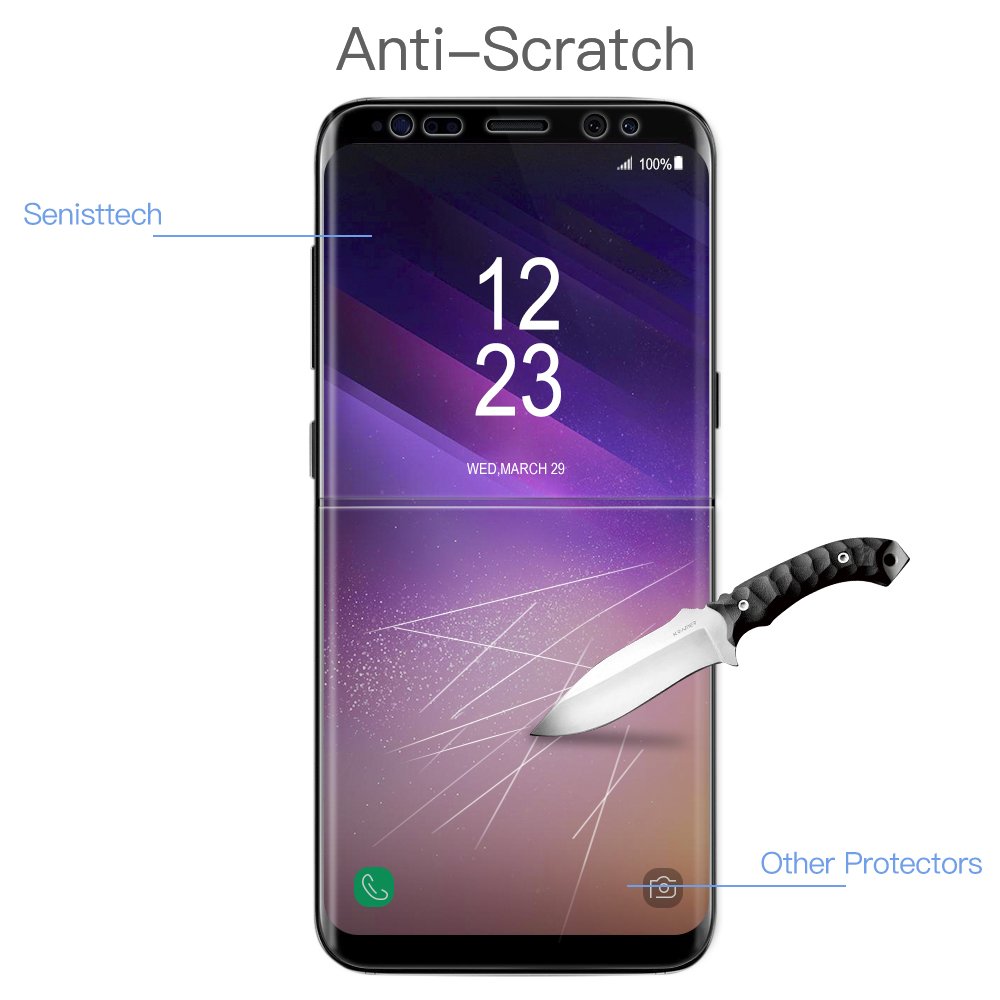 [2 Pezzi] Senisttech Pellicola Protettiva per Samsung Galaxy S8 -0,33mm HD ad alta trasparenza 3D compatibile - protezione perfetta contro graffi, acqua, vibrazioni e impronte digitali