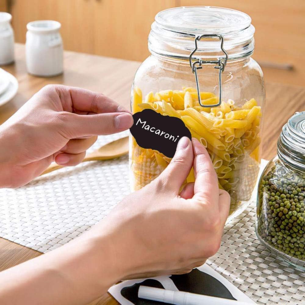 Chalkboard Labels 173 Pcs Pack, Reusable and Waterproof Stickers for Containers, Jars; Mason, Spice, and Glass, Blackboard Organizer for Kitchen and Pantry in Small, Medium, and Large with 2 Markers : Office Products