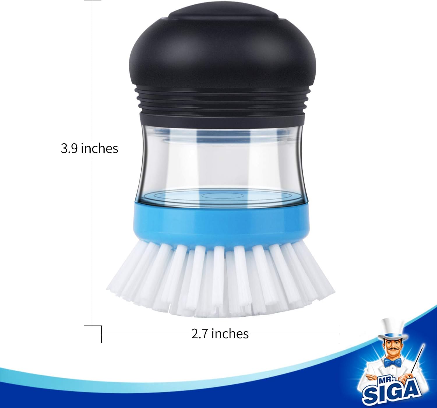 MR.SIGA Soap Dispensing Palm Brush, Kitchen Brush for Dish Pot Pan Sink Cleaning, Pack of 2, Navy/Blue: Home & Kitchen