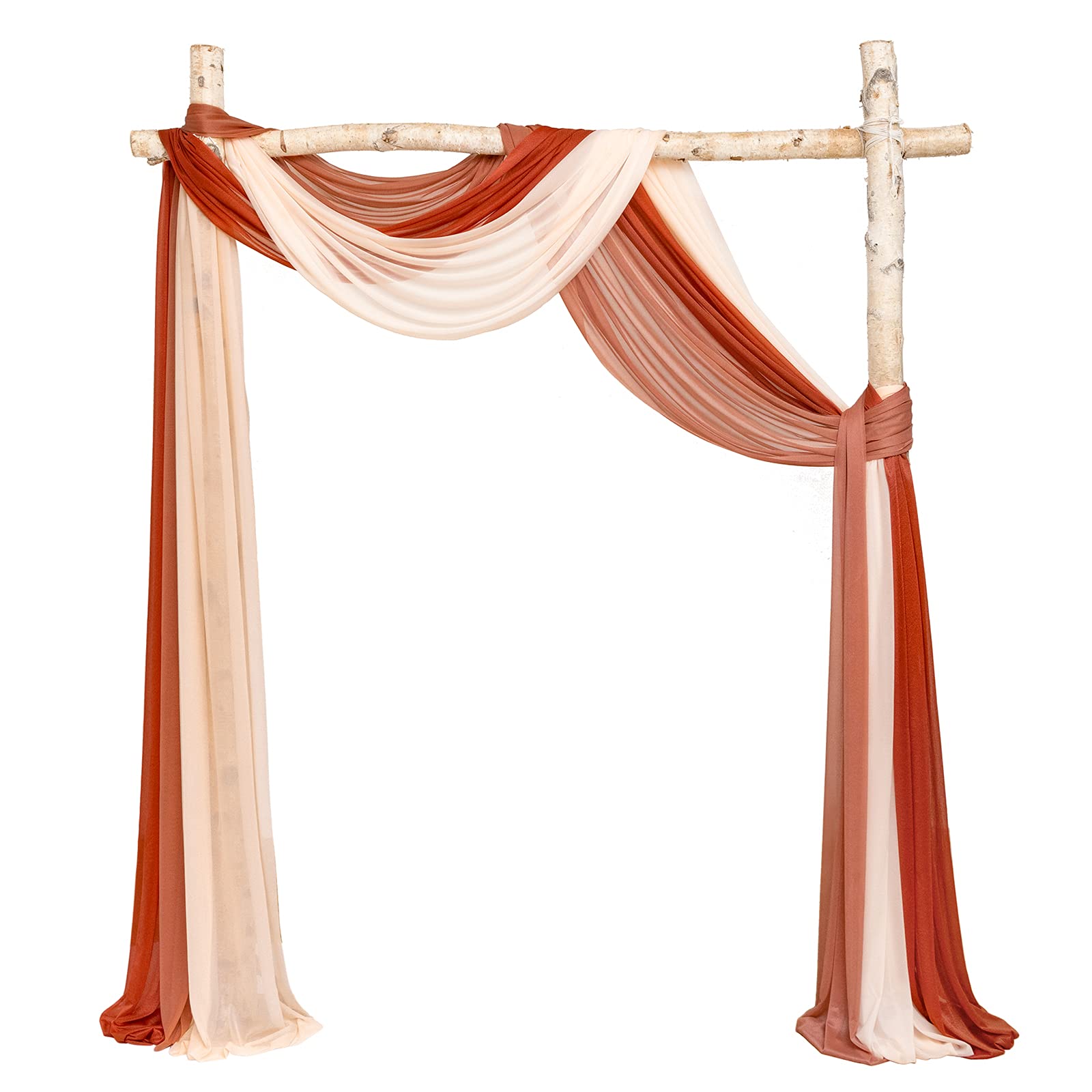 Photo 1 of Ling's Moment Wedding Arch Draping Fabric - 20Ft Fall Wedding Arch Chiffon Fabric, Sheer Hanging Drapes Arrangement for Ceremony Backdrop Outdoors Party Swag Home Decor (Coral Peach & Terracotta)