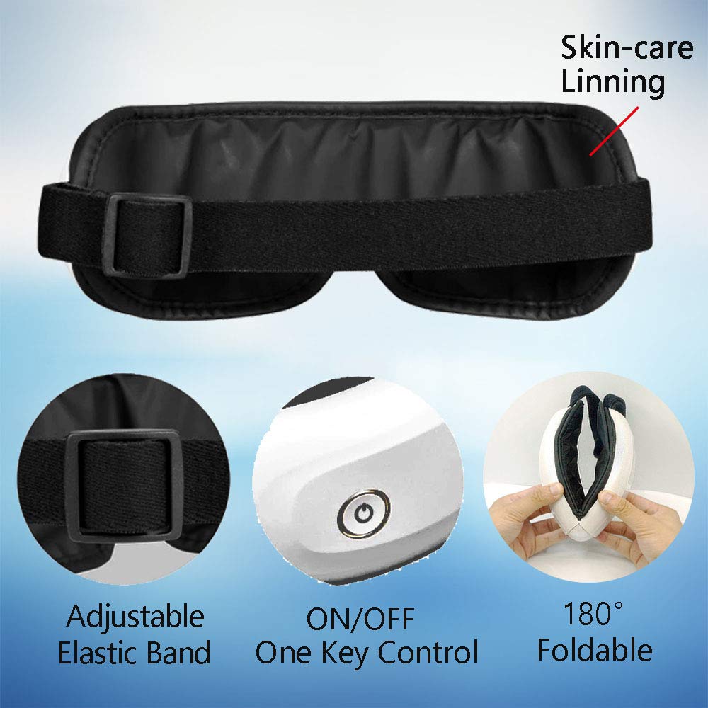 Eye Massager with Heat and Air Pressure, Vibration, Music for Eye Relief, Foldable Temple Massager for Dry Eye, Eyes Stress