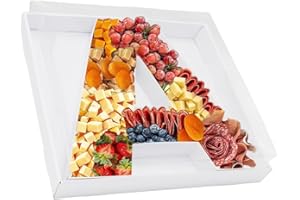 KAFUCIZE 12.5inch Fillable Paper Mache Number Letter Cardboard Cutouts Charcuterie Board Food Sweet Cupcake Tray Party Decorative Box (Letter A, White)