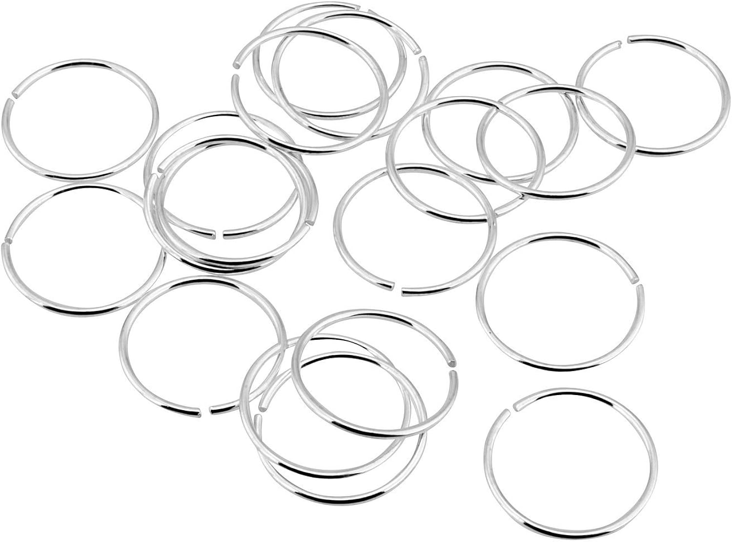Red Crimson Pack of 20 Thin 925 Sterling silver Plain nose rings (8.00), 20/8mm