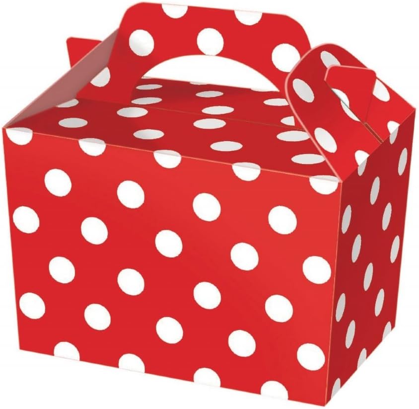 Lotus 20-Pack Children/Kids Red Polka Dot Party Boxes, Vibrant Red Polka Dot Design, Perfect for Parties Events, Gifts, Food