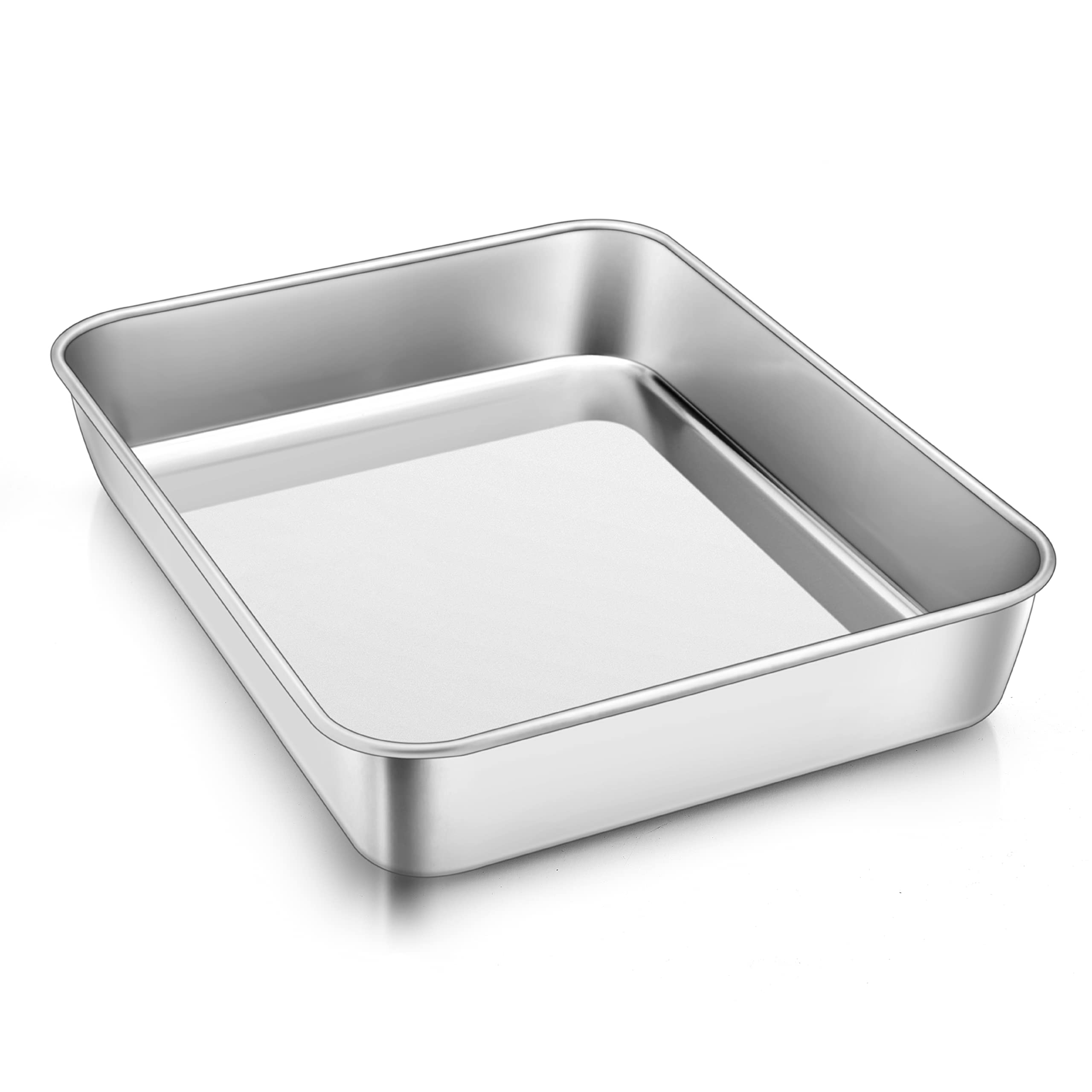 Herogo Deep Oven Tray, Stainless Steel Baking Tray (23.7x18x5 cm), Rectangle Small Oven TrayBake Cake Tin for Brownie Lasagna, Non Toxic & Healthy, Mirror Finish & Rustproof, Dishwasher Safe