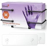 Adhesive Glove Box Holder Wall Mount, Metal Gloves Dispenser, Black | For Latex &amp; Nitrile Boxes, No-Drill Tissue &amp; Wipes Organizer for Lab, Kitchen, Bathroom
