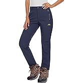 MAGCOMSEN Women's Fleece Lined Waterproof Insulated Snow Ski Pants Winter Warm Hiking Pants Outdoor Softshell