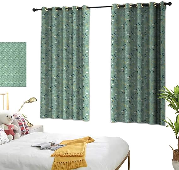 Anshesix Cortinas frescas florecientes florales con fondo verde e