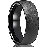 Concept Knight Black Tungsten Carbide Rings for Men Women 8mm Men's Wedding Bands Frosted Polished Fashionable and Comfortable Suitable for Daily Party Anniversary