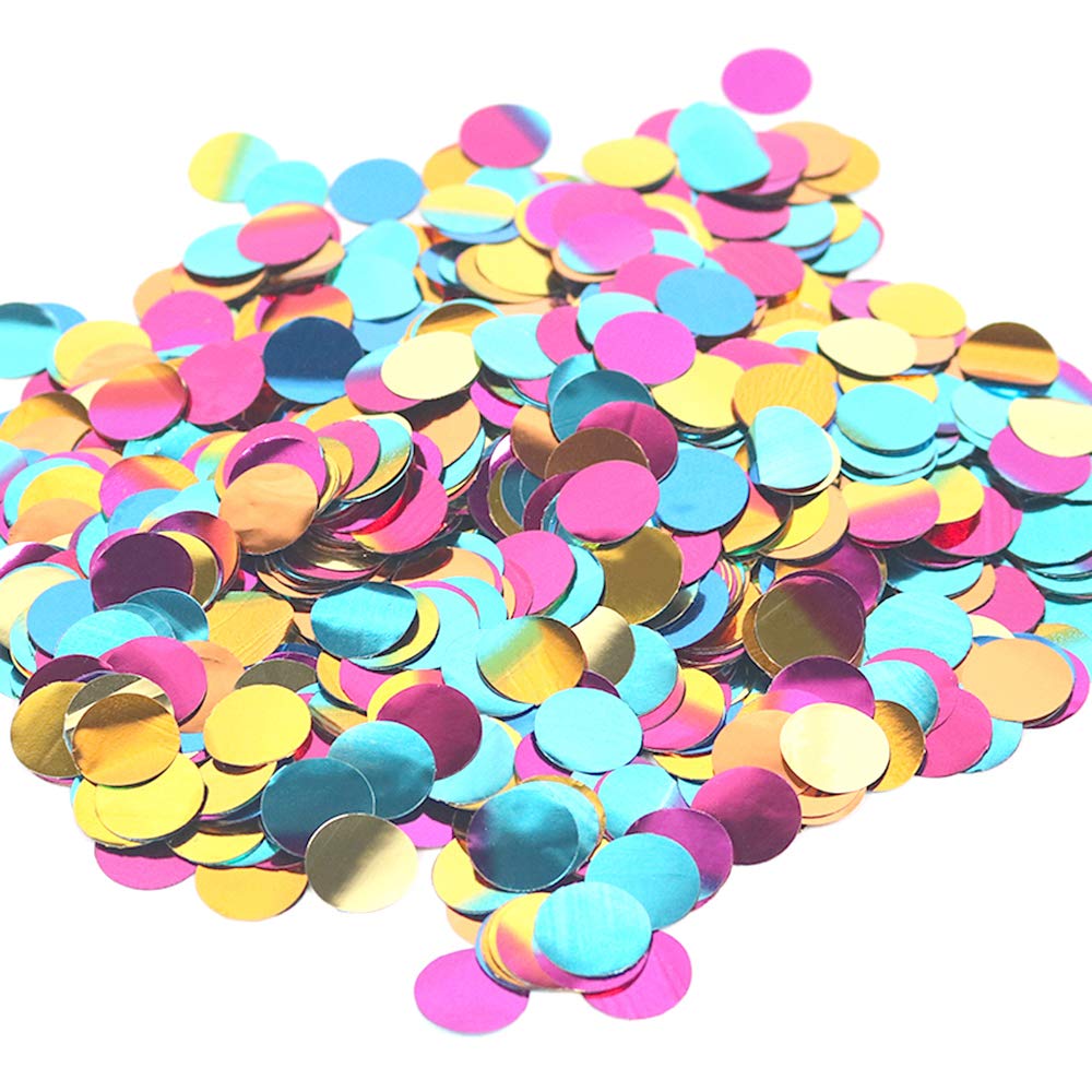 Ceqiny 25mm Foil Confetti Glitter Circles Round Confetti Wedding Sprinkles Multi-Colored Table Confetti Great for Gender Reveal Balloon Baby Shower Birthday Holiday Party Decoration Supplies, 40g