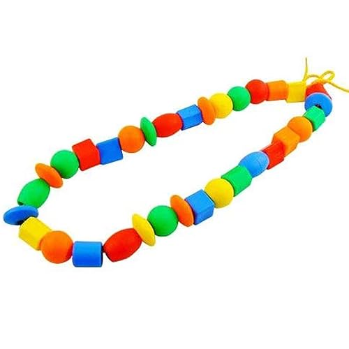 Lacing Beads for Toddlers (60 Stringing Beads,4 Strings) -Educational Montessori Preschool Activities,Toddler