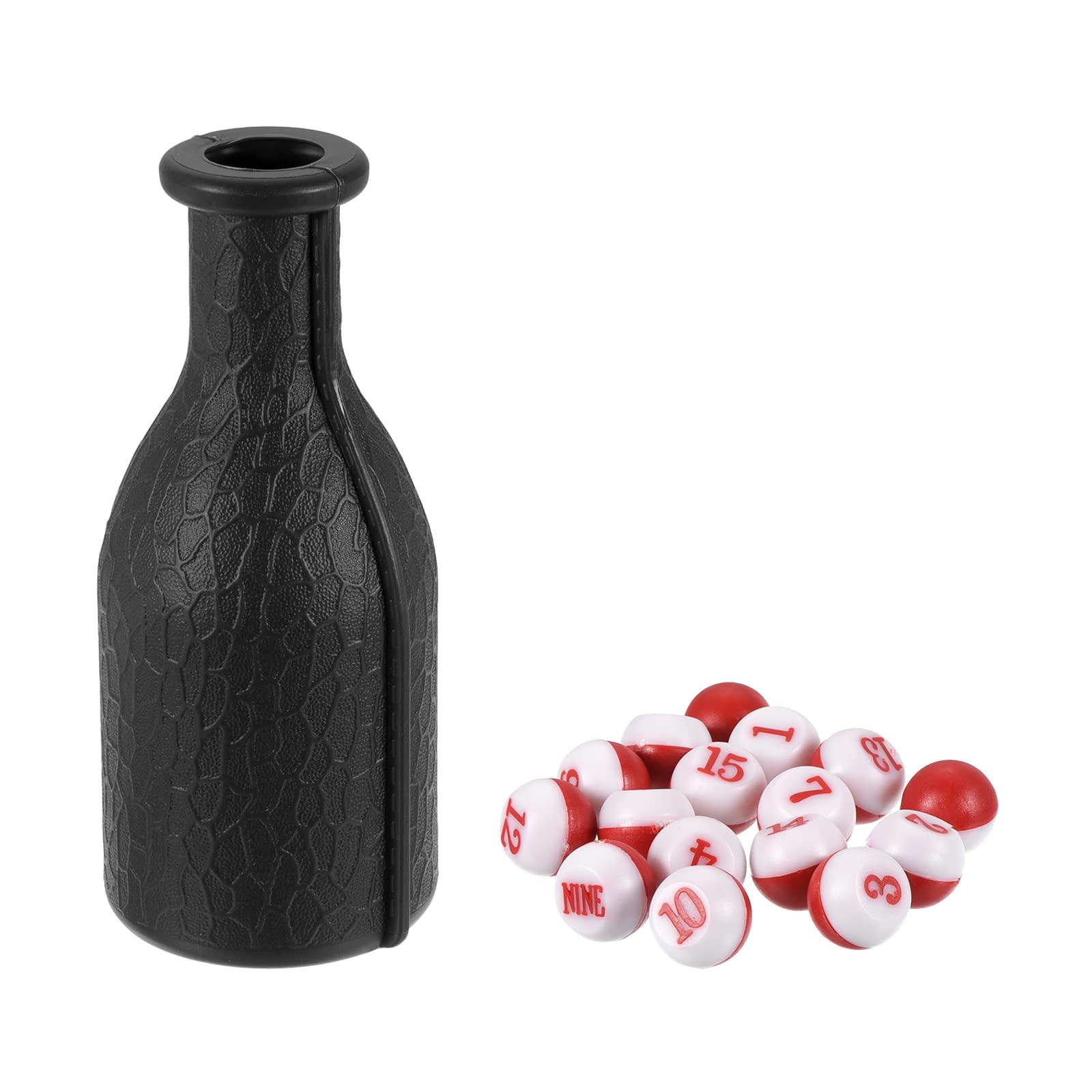 PATIKIL Billiard Kelly Pool Shaker Bottle Plastic with 16 Numbered Tally Balls Peas, Black