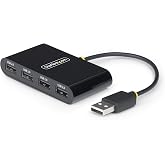 StarTech 4-Port USB 2.0 Hub with 6in/15cm Cable (ST4200MINI2-USB-HUB) | 480Mbps, USB Powered, Multi-port USB 2.0 splitter, Small travel mini hub, Portable, Hot-swap, Overcurrent protection