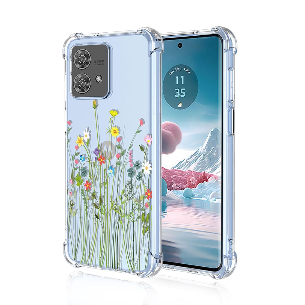 SEAHAI Case for Motorola Edge 40 Neo, Ultra Thin Soft Silicone Clear Back TPU Bumper Shockproof Cover Fashion Flowers Graphic Colorful Skin Slim Case - Vines