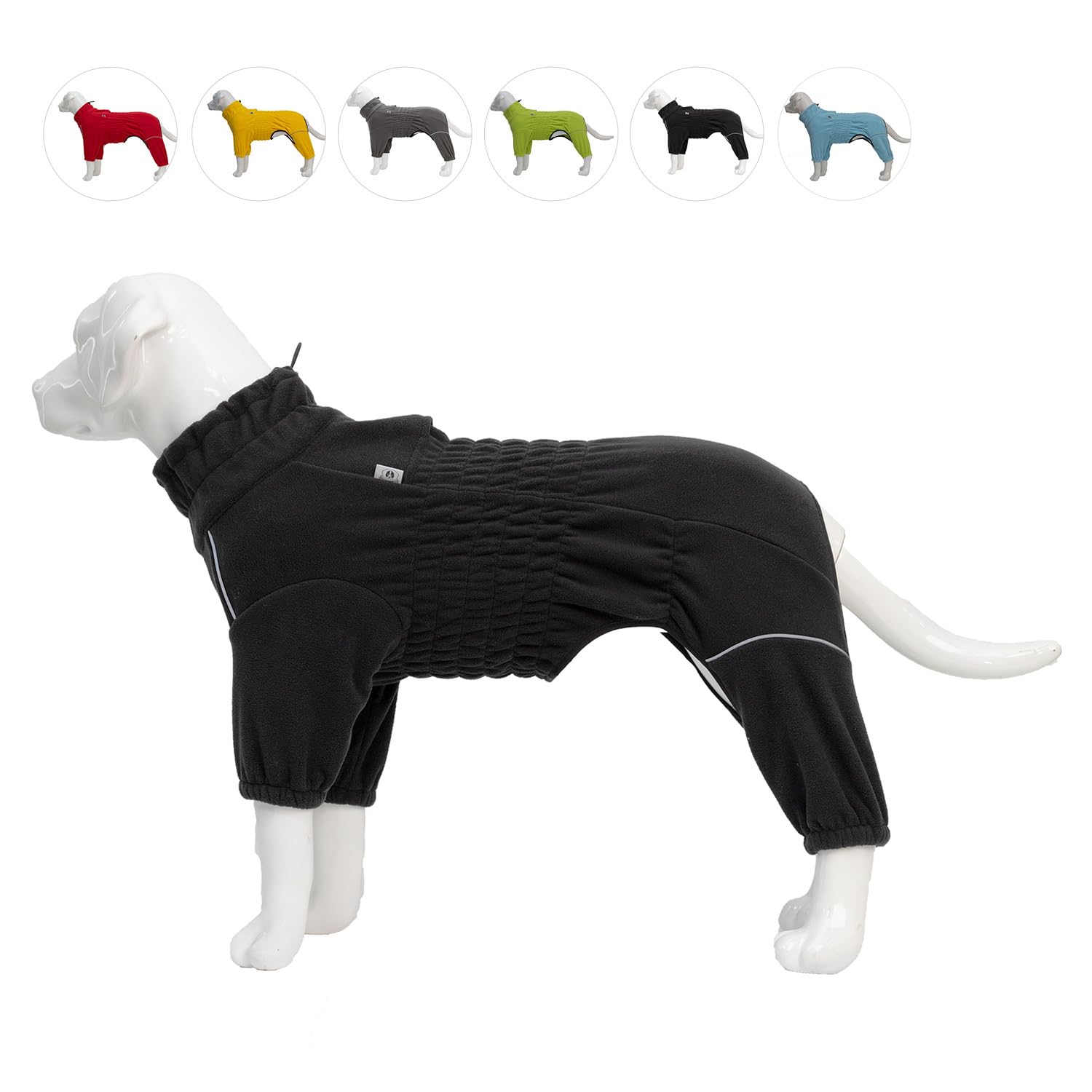 Warm Dog Coat, Windproof Jacket for Small to Large Dogs, Fleece Winter Coat with Zippered Closure, Black, XXL