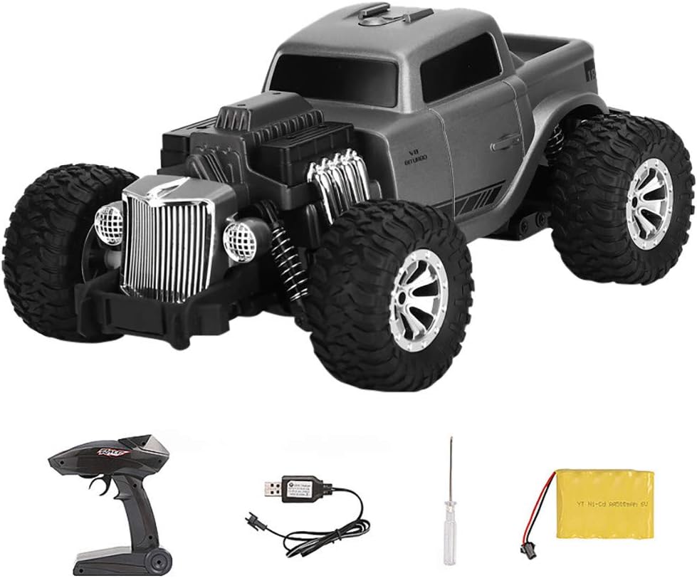 Retro High-Speed Off-Road RC Car, Mintuse 2.4G 1:16 High-Definition Camera Military Truck Climbing Electric Model Big Feet Toy Car (Gray)