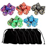 Outee 5 x 7 (35 Pieces) Polyhedral Dice with 5 Complete Dice set for Dungeons and Dragons DND RPG MTG D20 D12 D10(00-90 and 0-9) D8 D4 Table Games