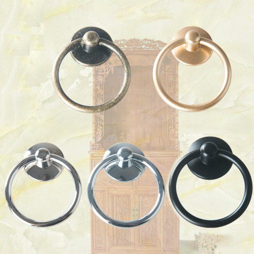 SUPERTOOL Vintage Ring Pull Handles, 1PC Drawer Ring Pull Handles Knobs for Jewelry Box Kitchen Cupboard Furniture(Chrome) - Image 4