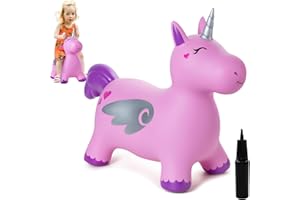 ZOOJOY Unicorn Bouncy Hopper, Inflatable Bouncy Horse Hopping Toys for Toddlers, Indoor Outdoor Bounce and Ride On Bouncer Boys Girls, Birthday Gifts for 18 Months 2 3 4 5 6 Year Old with Pump