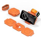 3 in 1 Charging Station for Apple Multiple Devices, Foldable Magnetic Fast Wireless Charger Dock, Travel Charging Pad for iPhone 17 16 15 14 13 12 Pro Max Plus Apple Watch Series & AirPods Orange