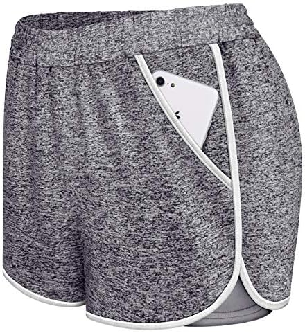 Koscacay Women’s Activewear Running Bike Shorts Double Layer Quick-Dry Short with Pockets