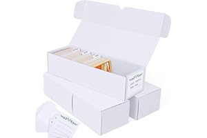 Joyoumess Trading Card Storage Box, Cardboard Storage Boxes with Dividers for Baseball, Sports, Game, Playing Card Collection Organizer, pack of 3