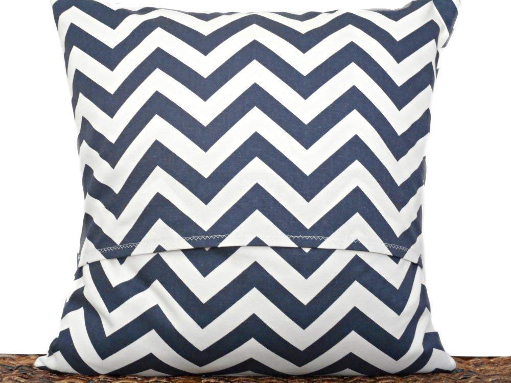 Amazon Com Navy Blue Chevron Throw Pillow Cover Nautical White