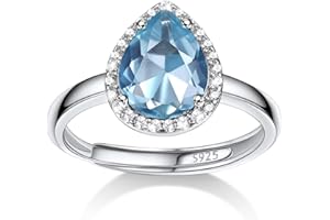 925 Sterling Silver Birthstone Rings for Women with Clear 2ct Heart/Round/Teardrop/Square Crystal, Solitaire Diamond Open Ban
