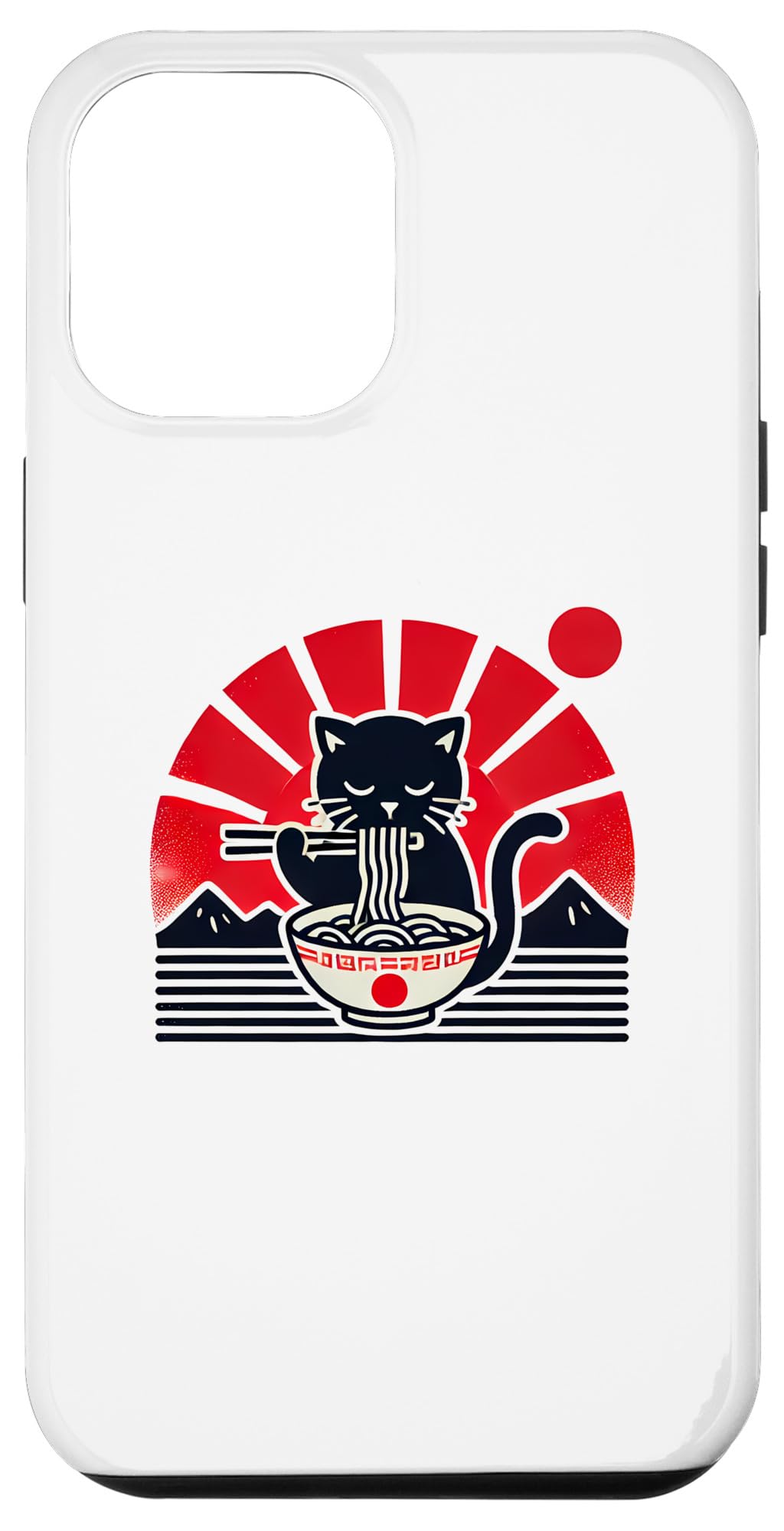 iPhone 15 Plus Black Cat Eating Ramen, Japanese Colors Case