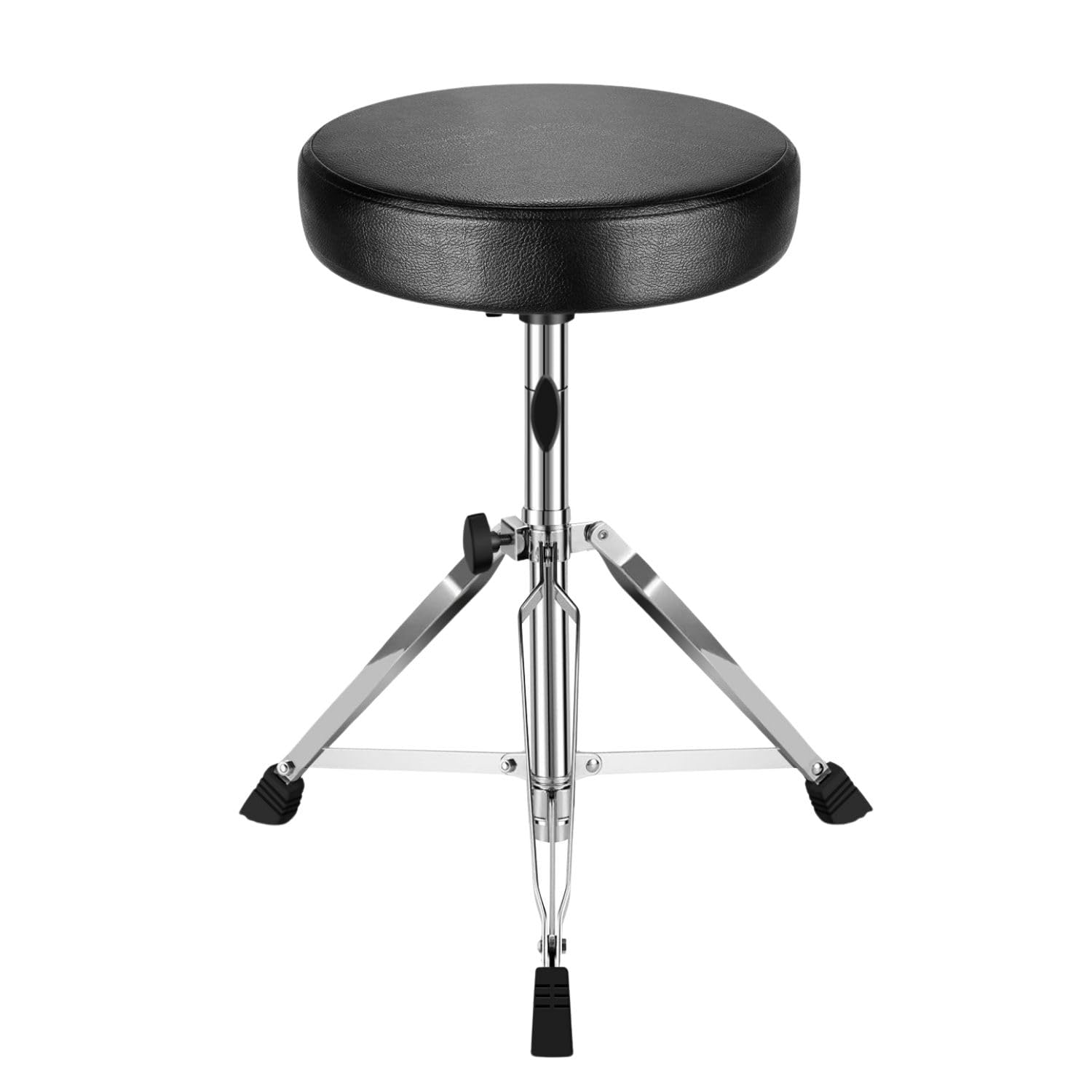 Flexzion Drummer Throne - Padded Drum Stool for Adults & Kids with Adjustable Height - Round Top Drummer Chair Seat with Foldable Tripod & Anti-Slip Rubber Feet for Beginner & Professional Musician
