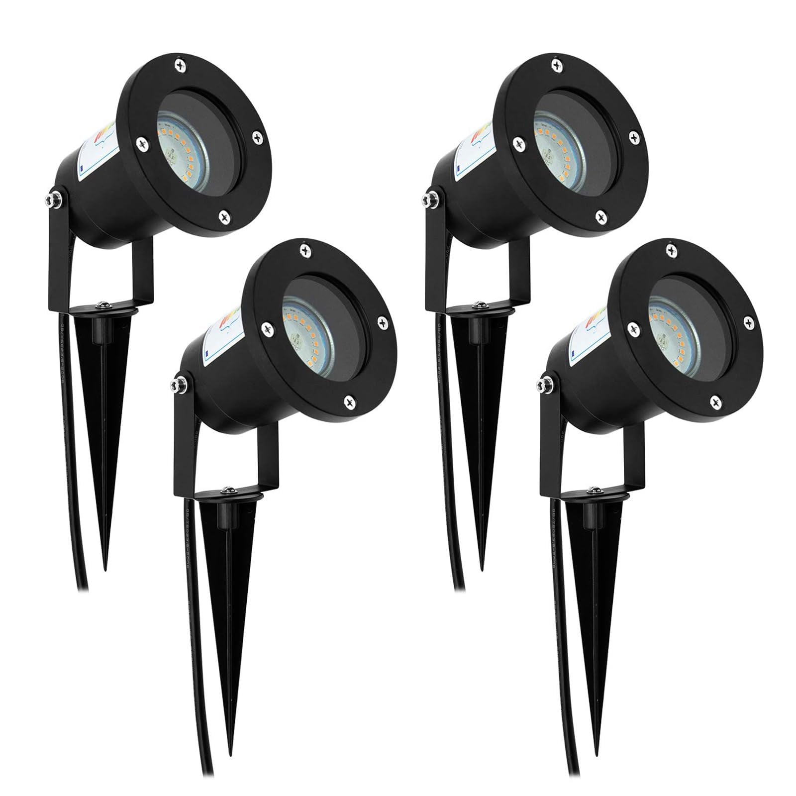 Wondlumi 4X Garden Spike Lights, Upgraded GU10 Spot Light Mains Powered 240V Landscape Spotlights IP65 Waterproof Outdoor Garden Uplights for Pathway Yard Patio, No Bulbs