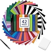HTV Heat Transfer Vinyl Bundle: 42 Pack 12" x 10" Iron on Vinyl for Cricut, 13 Assorted Colors with HTV Accessories Tweezers