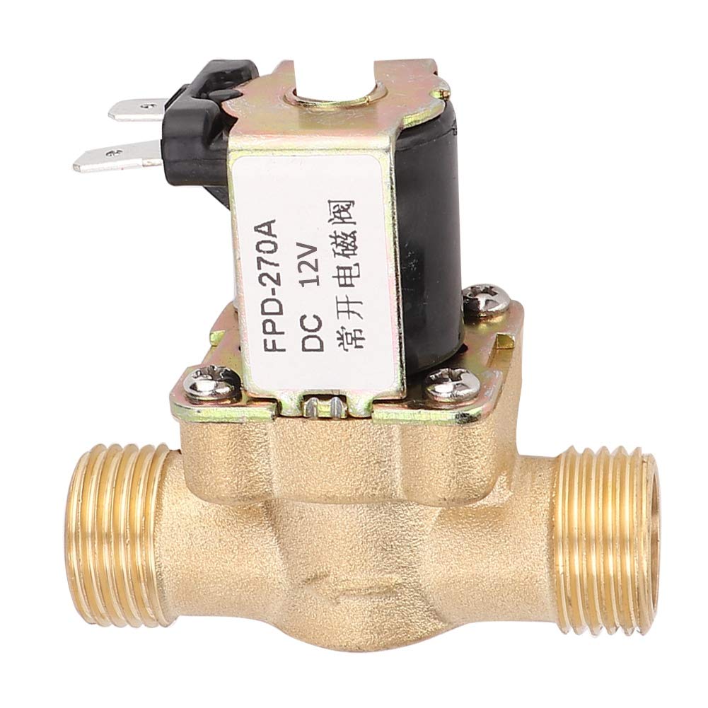G1/2 Inch Normally Open Brass Solenoid Electromagnetic Valve Water Inlet Switch, Applicable Medium for Water, Working Temperature is 0~85℃ (DC 12V)