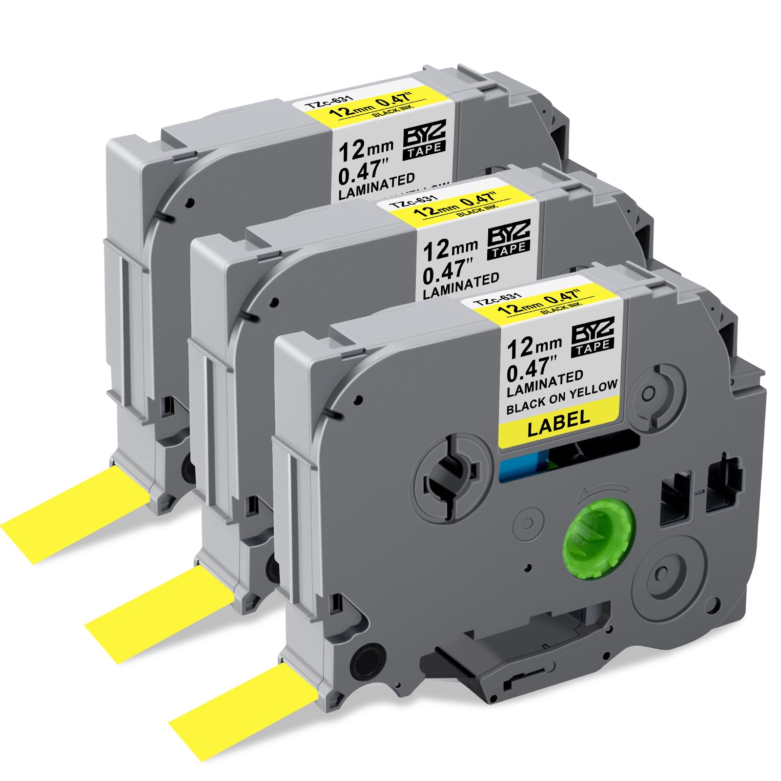 Tze-631 Yellow Label Tape 12mm Compatible with Brother Label Printer Tape 12mm Yellow TZe631 AZe-631, Replace for Brother P-Touch Labelling Maker PT-H110 P300BT H101C E110 H105 H200 D210