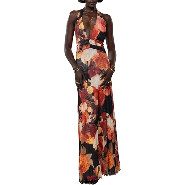 endless rose Women's Strapless Ruffled Maxi Dress, Orange, XS at Amazon  Women's Clothing store