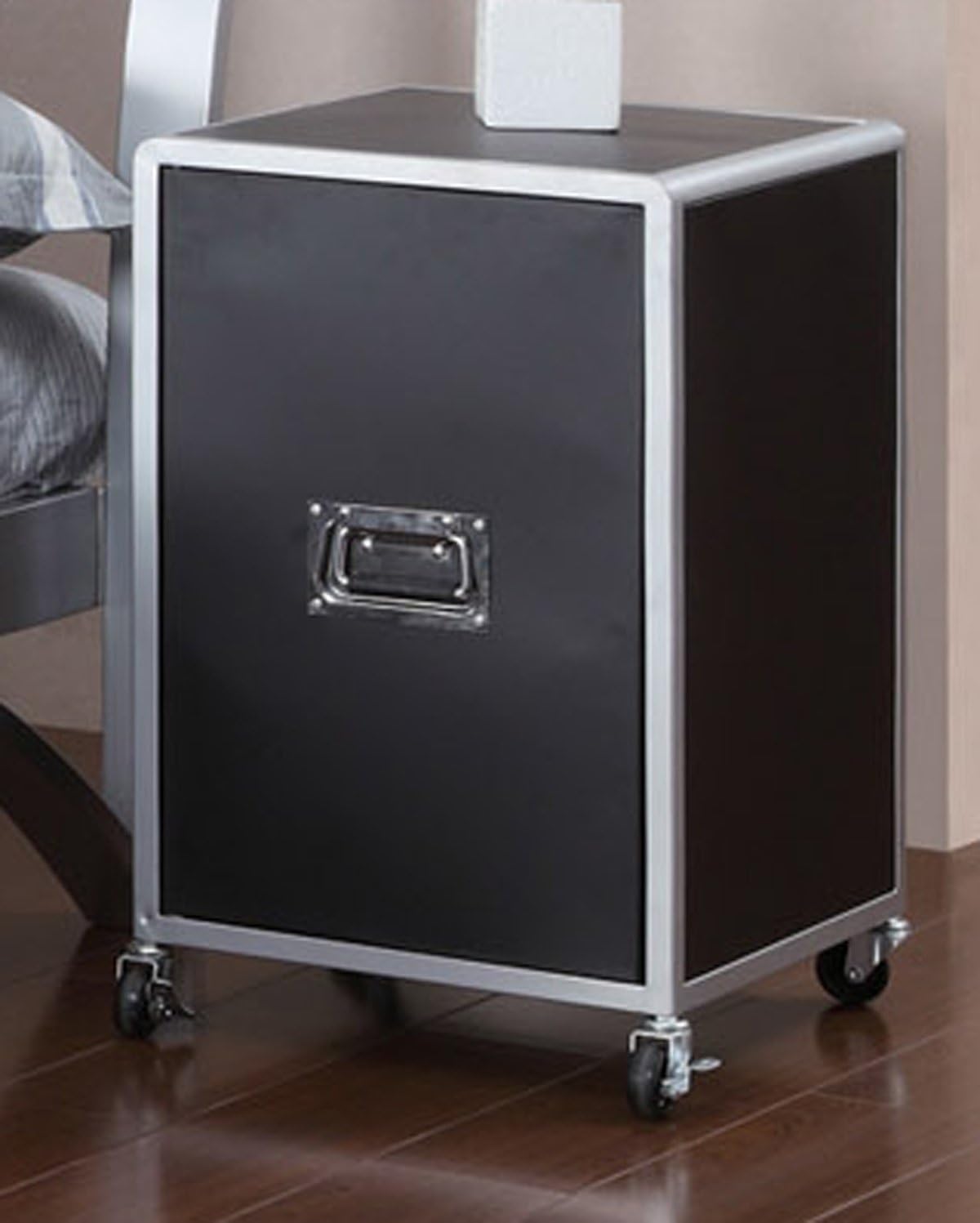 Amazon Com Coaster Home Furnishings Contemporary Nightstand Black And Silver Kitchen Dining